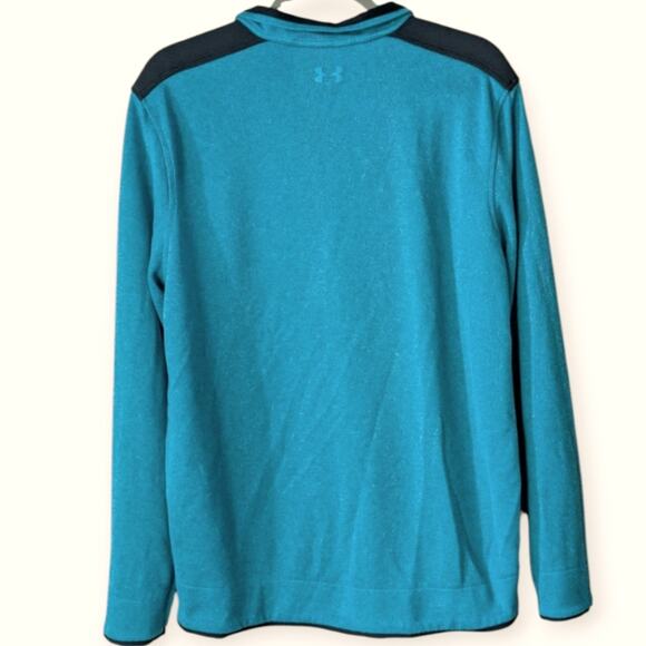 Under Armour Men's Cold Gear 1/4 Zip Loose Pullover Teal Blue Black Size Large - Picture 2 of 7